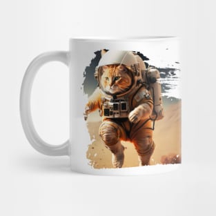 Astronaut cat on mars Mug